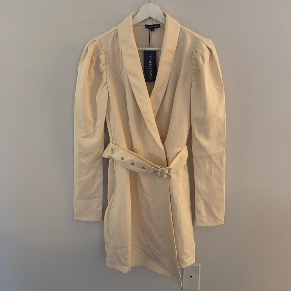 Cream Party Belted Dress